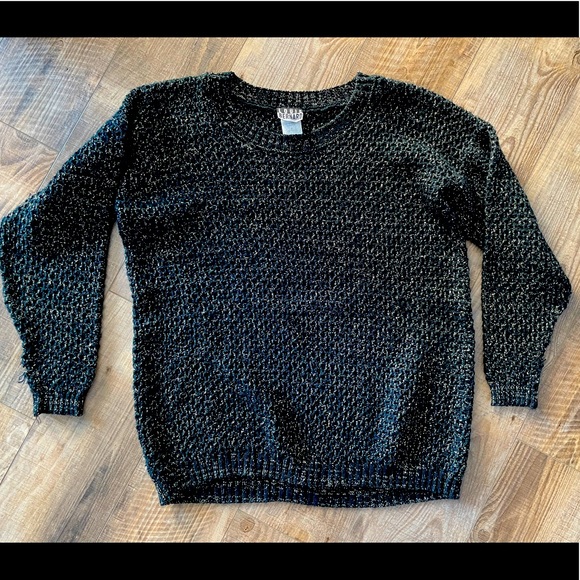 Black with Gold Woven Sweater - Picture 1 of 5
